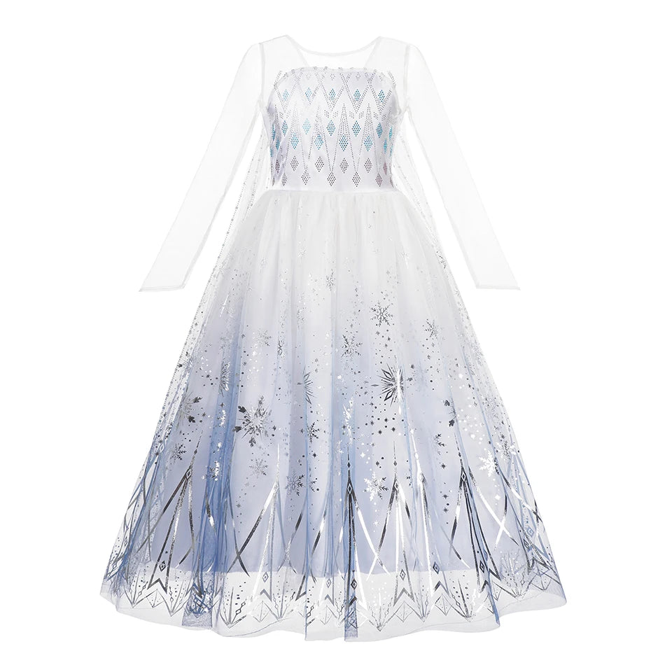 Elsa Anna 2 Dress Girls Princess Carnival Party Halloween Cosplay Costume Snow Queen Vestido Children Clothing For 2-12 Years
