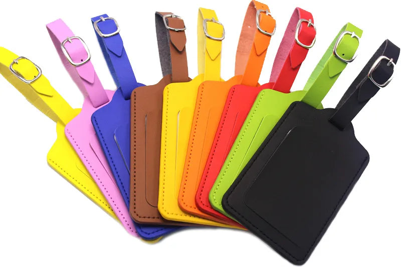 PU Leather Luggage Tag Women Men Travel Accessories Suitcase ID Address Name Holder Baggage Boarding Tag Portable Label