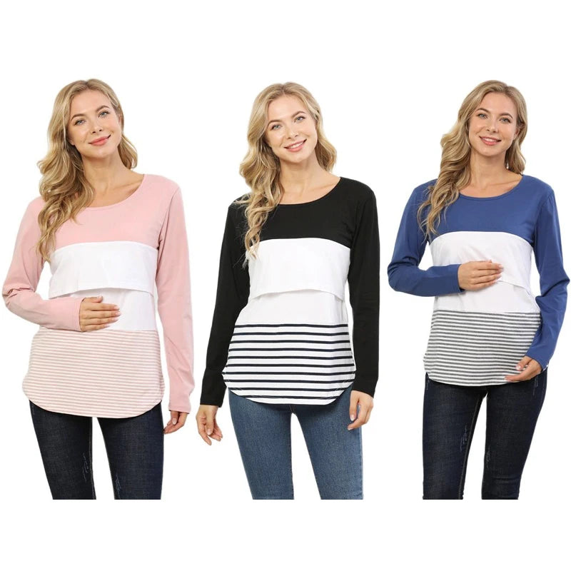Pregnancy Maternity Clothes Autumn Long Sleeve Breastfeeding Tops For Pregnant Women Nursing Top Maternity T-shirt Freeshipping