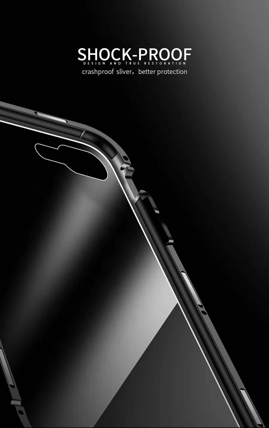 Magnetic Adsorption Case Metal Frame Tempered Glass Back with Built-in Magnet Cover For iPhone 7/8 Plus/iPhone SE 2020 2022