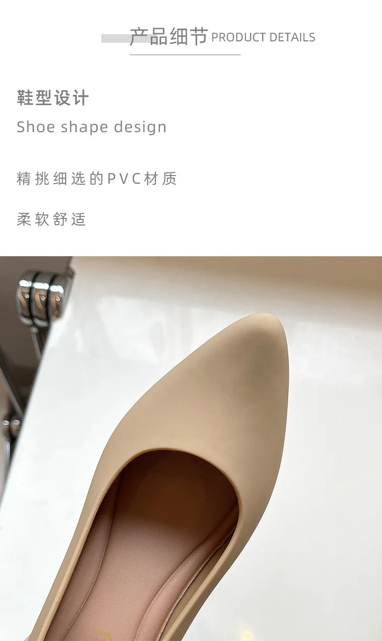 Wedges High heels jelly sandals women solid candy sandales pointed toe summer rain shoes ladies waterproof pvc sandalias 2021