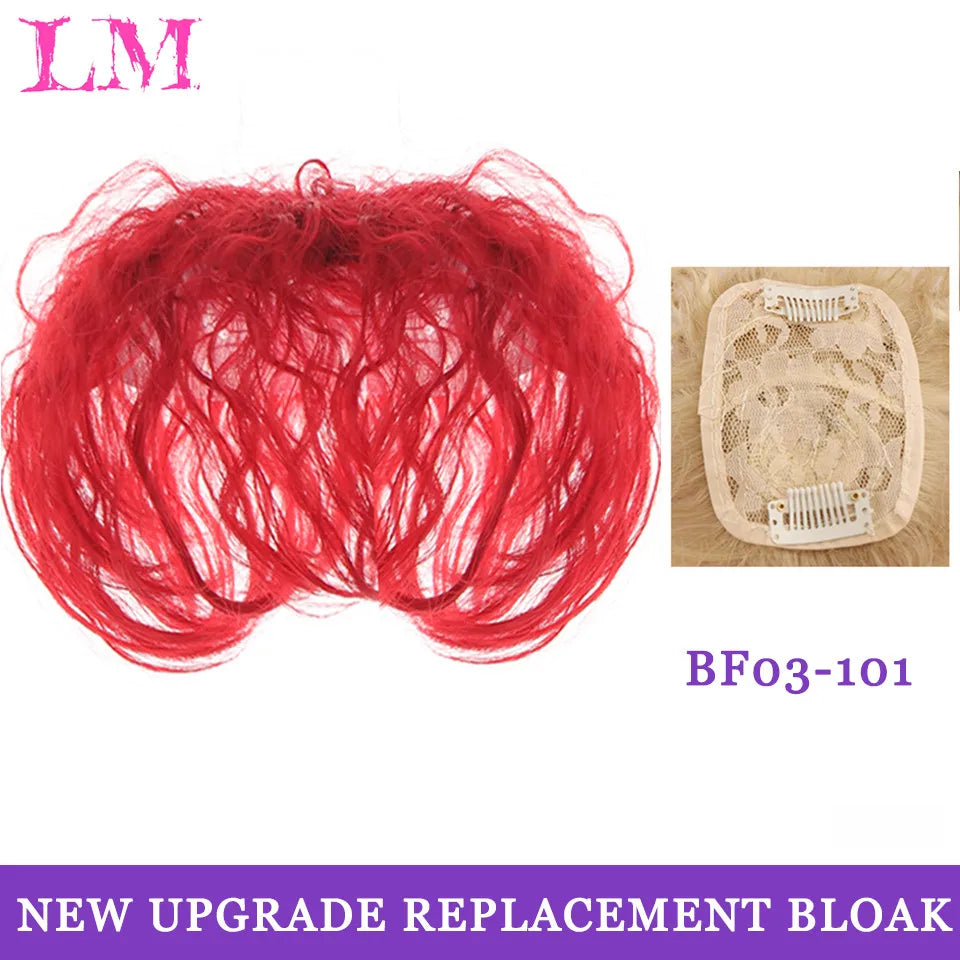 LM Hair Bangs for Mens Clips in Real Hair Bang Cover High Forehead 100% Human Hair Bangs Fringe Extension for Volume