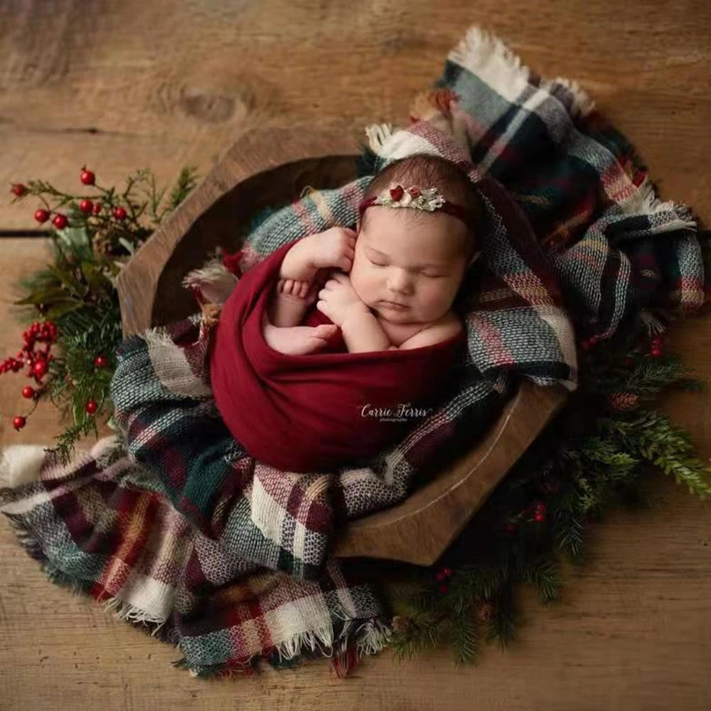 Baby Christmas Hat Reindeer Newborn Photography Props Accessories Wraps Pillow Set For Girls Boy Photo Shoot Studio Decoration