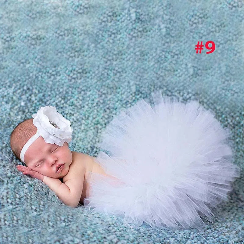 Pale Pink Baby Tutu Skirt and Headband Set Newborn Photography props Infant Cake Smash Tutus Outfit Shower Gift