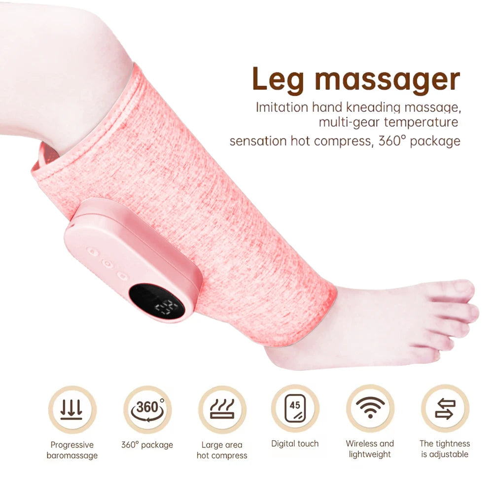 Leg Massager Calf Air Compression Massager With Heat Cordless Leg Massager for Circulation and Pain Relief 3 Intensities