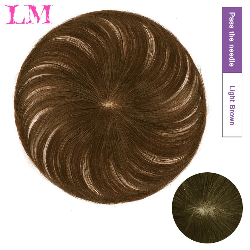 LM Hair Bangs for Mens Clips in Real Hair Bang Cover High Forehead 100% Human Hair Bangs Fringe Extension for Volume