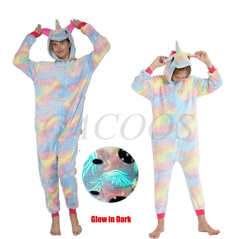 New Animal Unicorn Pajamas Adults Winter Sleepwear Kigurumi Wolf Panda Unicornio Pyjamas Women Onesie Anime Costumes Jumpsuit
