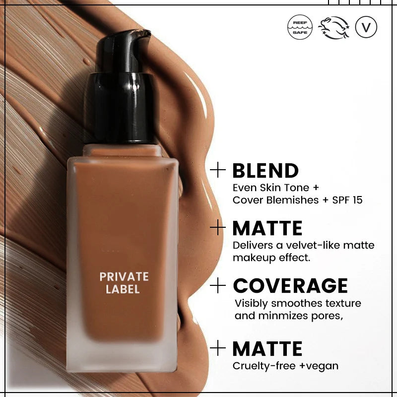 Manufacture OEM High Quality Foundation Liquid Full Cover Long Lasting Private Label Matte Waterproof Makeup Foundation