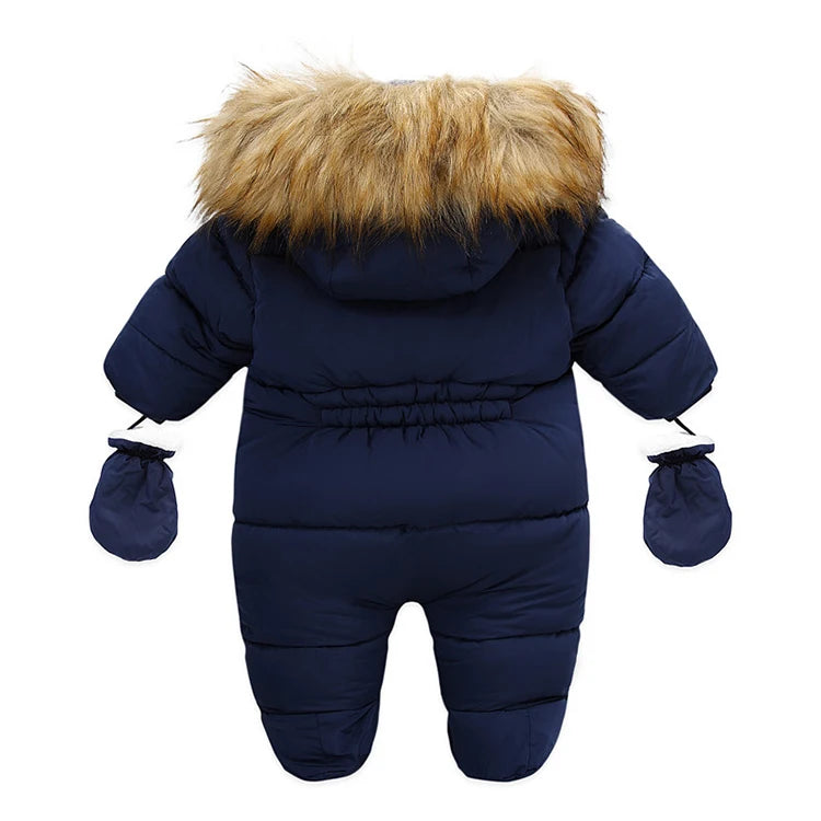 0-24 Months Newborn Baby Jumpsuit Winter Cotton Baby Romper With Gloves Hooded Thicken Boys Snowsuit Girl Clothing Set