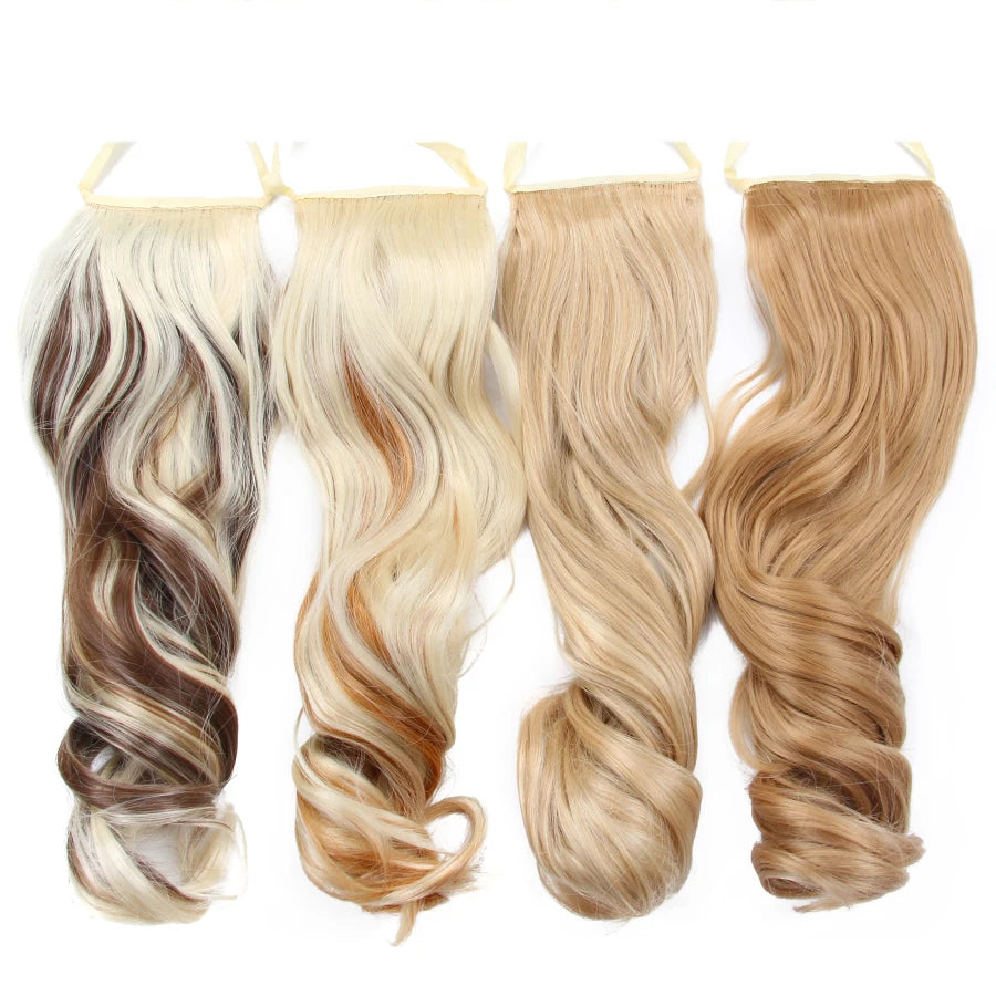 Synthetic Ponytail Long Straight Wrap Around Ponytail Hair Extension Heat-Reistant Fiber Pony Tail Fake Hairpieces For Women