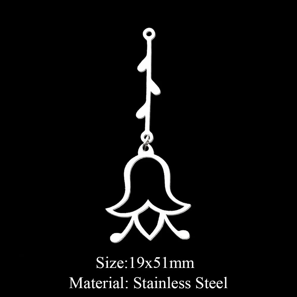10pcs/lot Hollow Lotus Rose Flower DIY Charms 316 Stainless Steel Women Wholesale Jewelry Round Leaf Tassels Necklace Pendant
