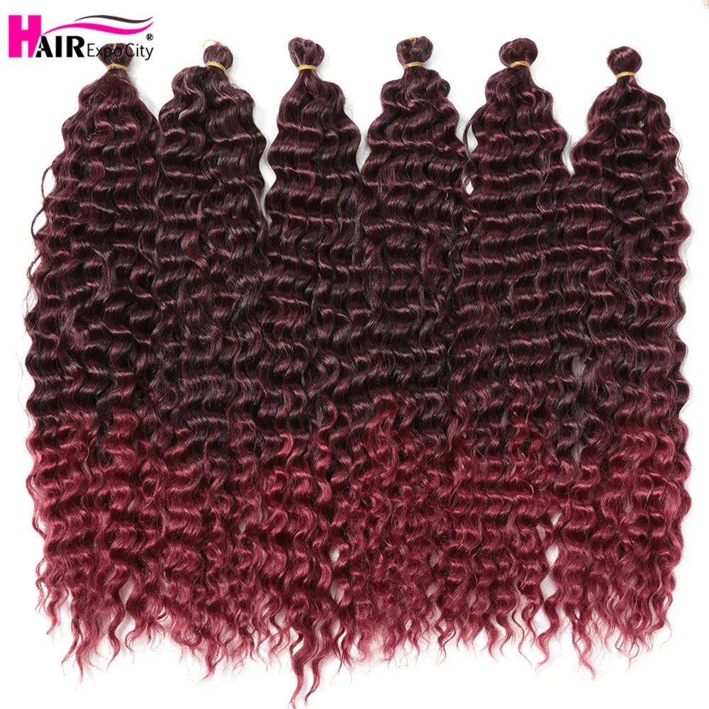 22-28 Inch Deep Wave Twist Crochet Hair Natural Synthetic Braid Hair Afro Curls Ombre Braiding Hair Extensions Hair Expo City