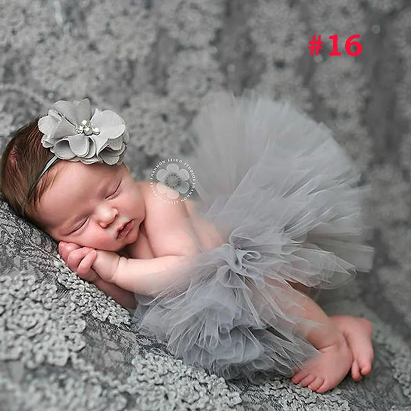 Pale Pink Baby Tutu Skirt and Headband Set Newborn Photography props Infant Cake Smash Tutus Outfit Shower Gift