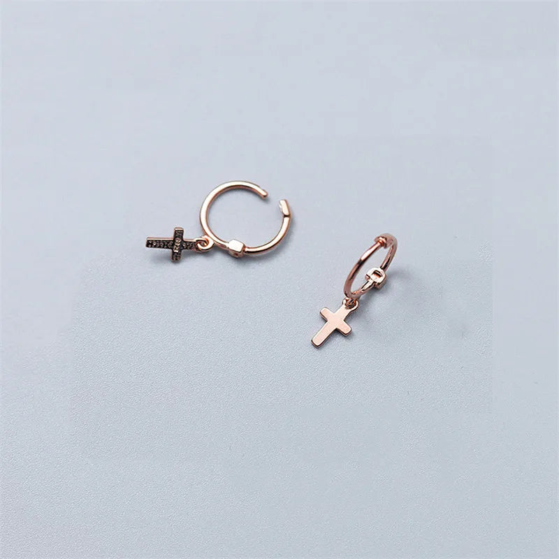 INZATT Real 925 Sterling Silver Star Heart Pentagram Beads Pendant Hoop Earrings For Women Party FINE Jewelry Accessories