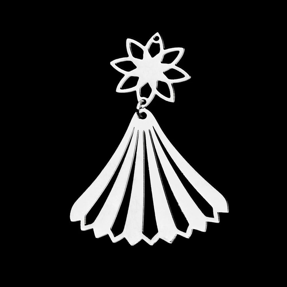 10pcs/lot Hollow Lotus Rose Flower DIY Charms 316 Stainless Steel Women Wholesale Jewelry Round Leaf Tassels Necklace Pendant