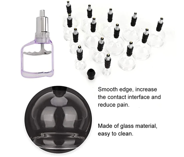 NEW Length Mouth Vacuum Glass Cupping Device Hijama Cups Beauty Glass Cupping 14 Pcs Set
