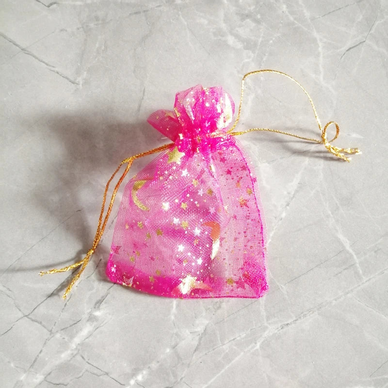500pcs Star Moon Organza Gift Bags Small Bag for Jewelry Pouch Mini Sachet Drawstring Storage Bag Jewelry Packaging Display Bags