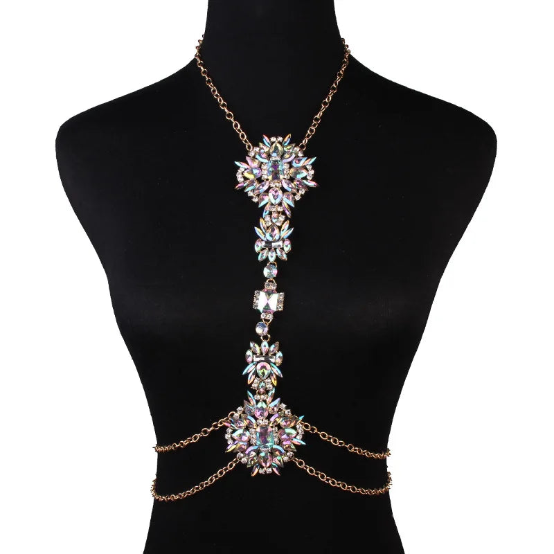 2025 Luxury Women Belly Waist Necklace Body Jewelry Crystal Rhinestone Flower Summer Lady Sexy Bikini Beach Wedding Jewelry Gift