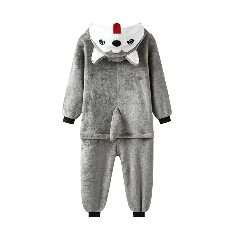 Husky Onesie For Kids Animal Pajamas Flannel Children Kigurumi Girls Dog Cosplay Costume Boy Full Body One-Piece Pijama Brithday