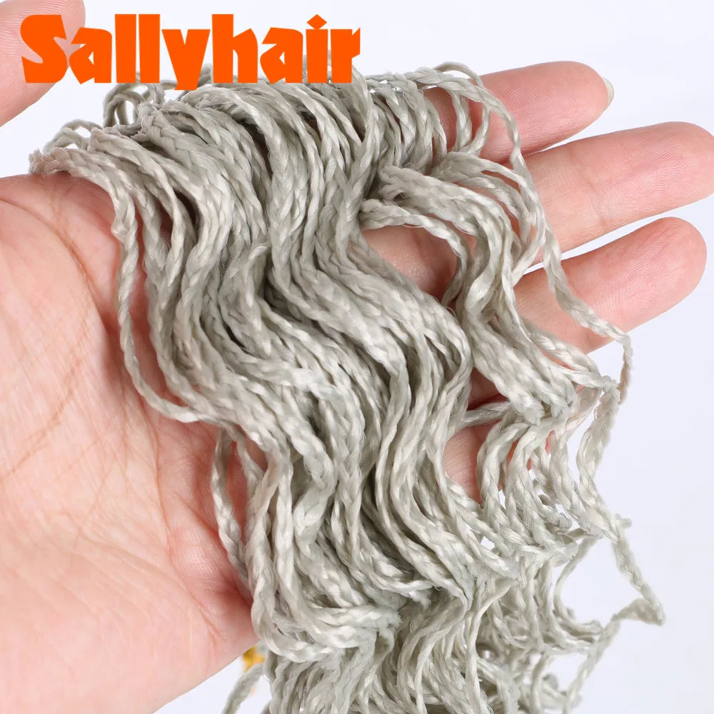 Sallyhair Synthetic Braids Thin Box Braids Crochet Braiding Hair Colorful Zizi Braids Extensions Grey Pink Black Brown Hair