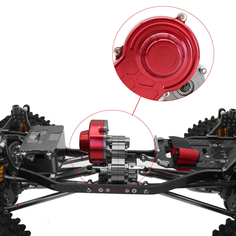 48P All Metal Transmission Gearbox with Motor Gear/Protective Cover for 1/10 RC Rock Crawler Axial SCX10 9028 90047  Truck
