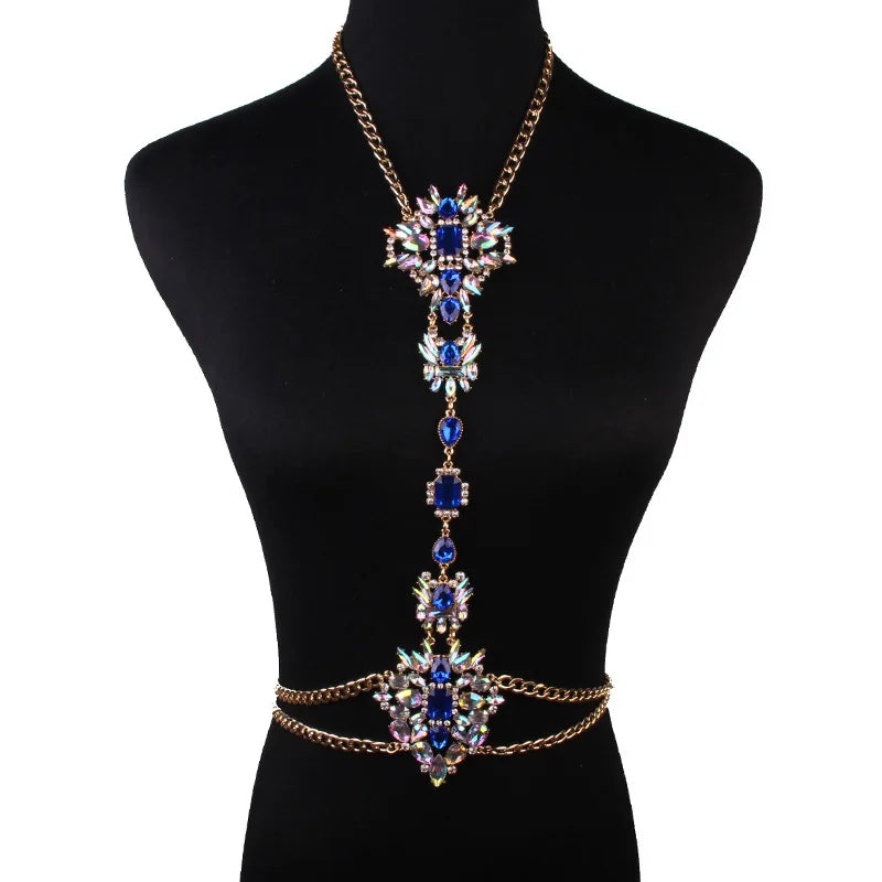 2025 Luxury Women Belly Waist Necklace Body Jewelry Crystal Rhinestone Flower Summer Lady Sexy Bikini Beach Wedding Jewelry Gift