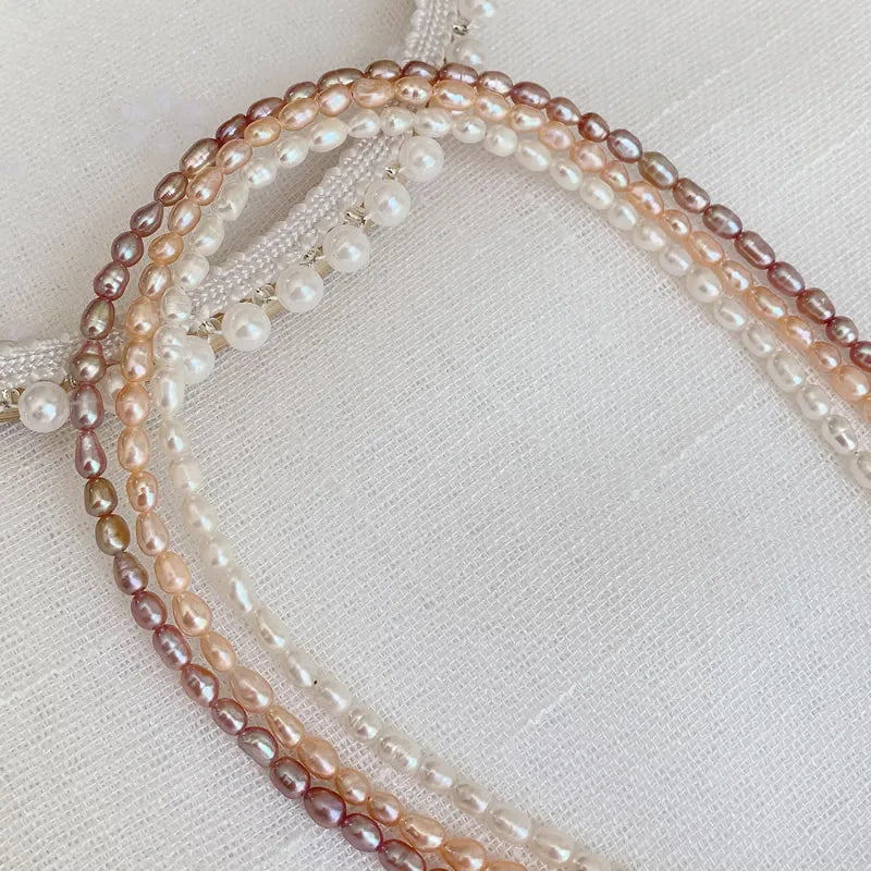 Elegant Natural Freshwater Pearl Necklace for Women Cute Small Size Rice Oval Baroque Pearl Choker Wedding Jewelry Femme Collier