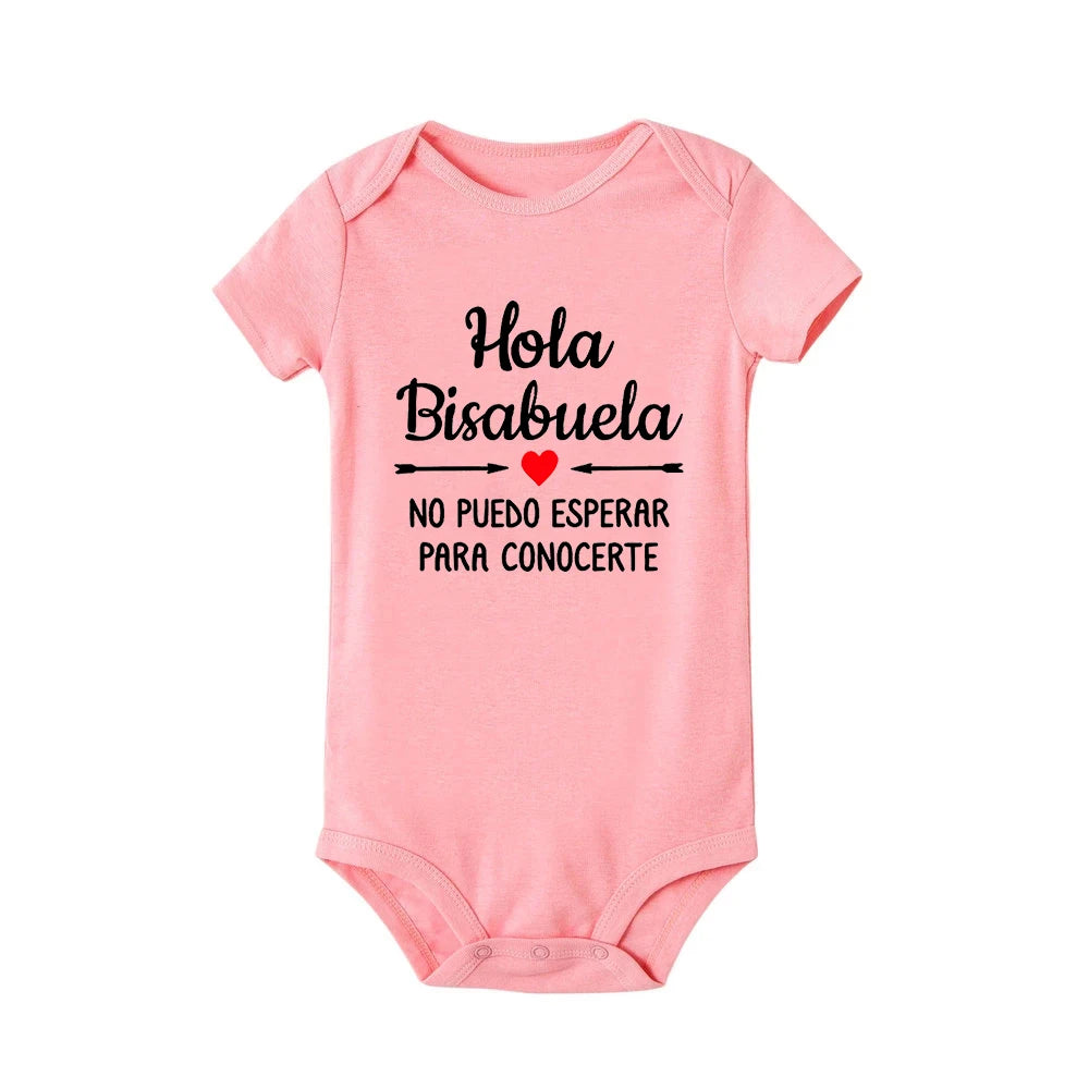 Hola Bisabuela Spanish Newborn Bodysuits Baby Boys Girls Born Crawling Jumpsuits Clothing Ropa Pregnancy Reveal To Great Grandma