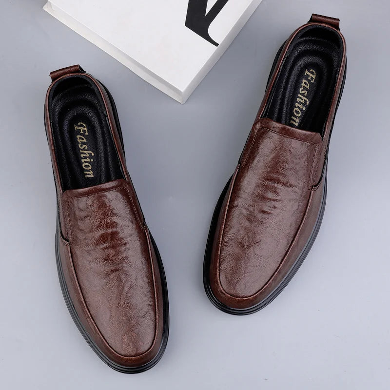Men's Uniform Dress Oxford Loafers Derby Flats Low-top Slip on Leather Round-toe Business Casual Spring Summer Winter Breathable