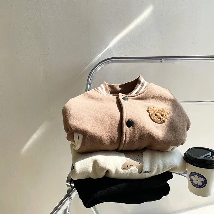 Toddler Infant Baby Boys Girls Clothes Cute Fleece Winter Warm Baby Jacket Casual Baseball Uniform Outerwear Kids Coat
