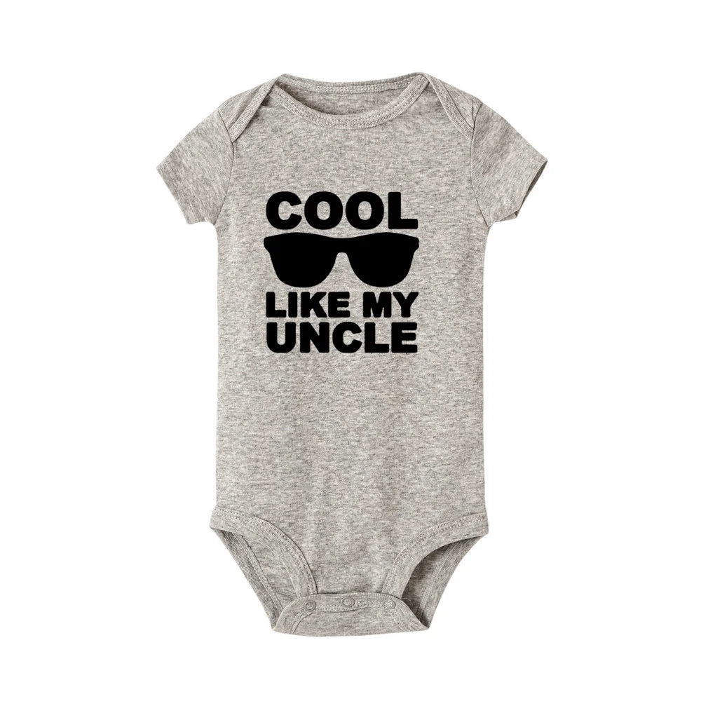 Cool Like My Uncle Newborn Baby Short Sleeve Romper Toddler Girl Boy Summer Clothes Ropa Outfit Infant Girl Clothes Best Present