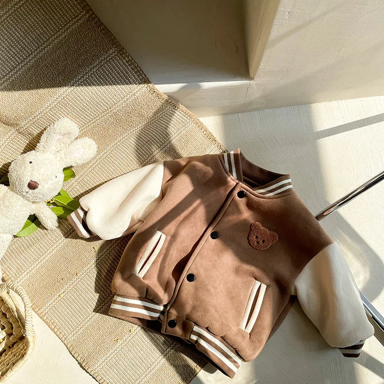 Toddler Infant Baby Boys Girls Clothes Cute Fleece Winter Warm Baby Jacket Casual Baseball Uniform Outerwear Kids Coat
