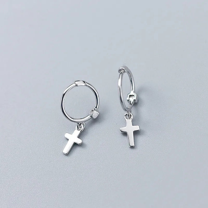 INZATT Real 925 Sterling Silver Star Heart Pentagram Beads Pendant Hoop Earrings For Women Party FINE Jewelry Accessories