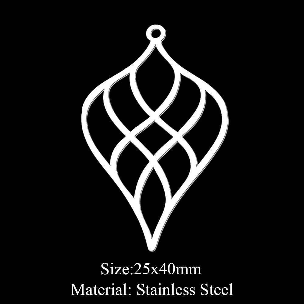10pcs/lot Hollow Lotus Rose Flower DIY Charms 316 Stainless Steel Women Wholesale Jewelry Round Leaf Tassels Necklace Pendant