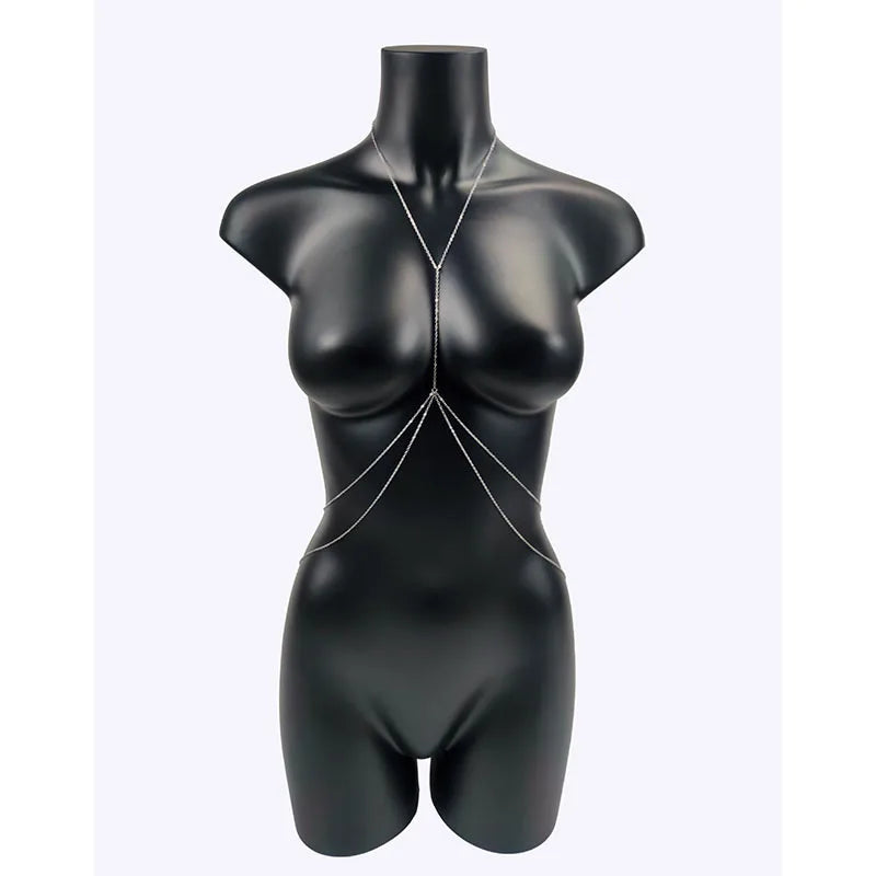 Body Jewelry Sexy Chest Chain Bikini Belly Chains for Women Cross Waist Chains Female Body Suit Girl Fashion Beach Simple Luxury