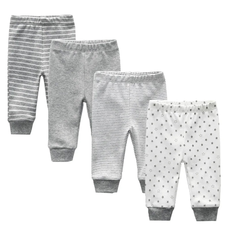 Solid Color 100%cotton Newborn Baby Pants 3/4Pieces Baby Girl Trousers 0-24M Soft Cartoon Print Baby Boy Pants Accessories