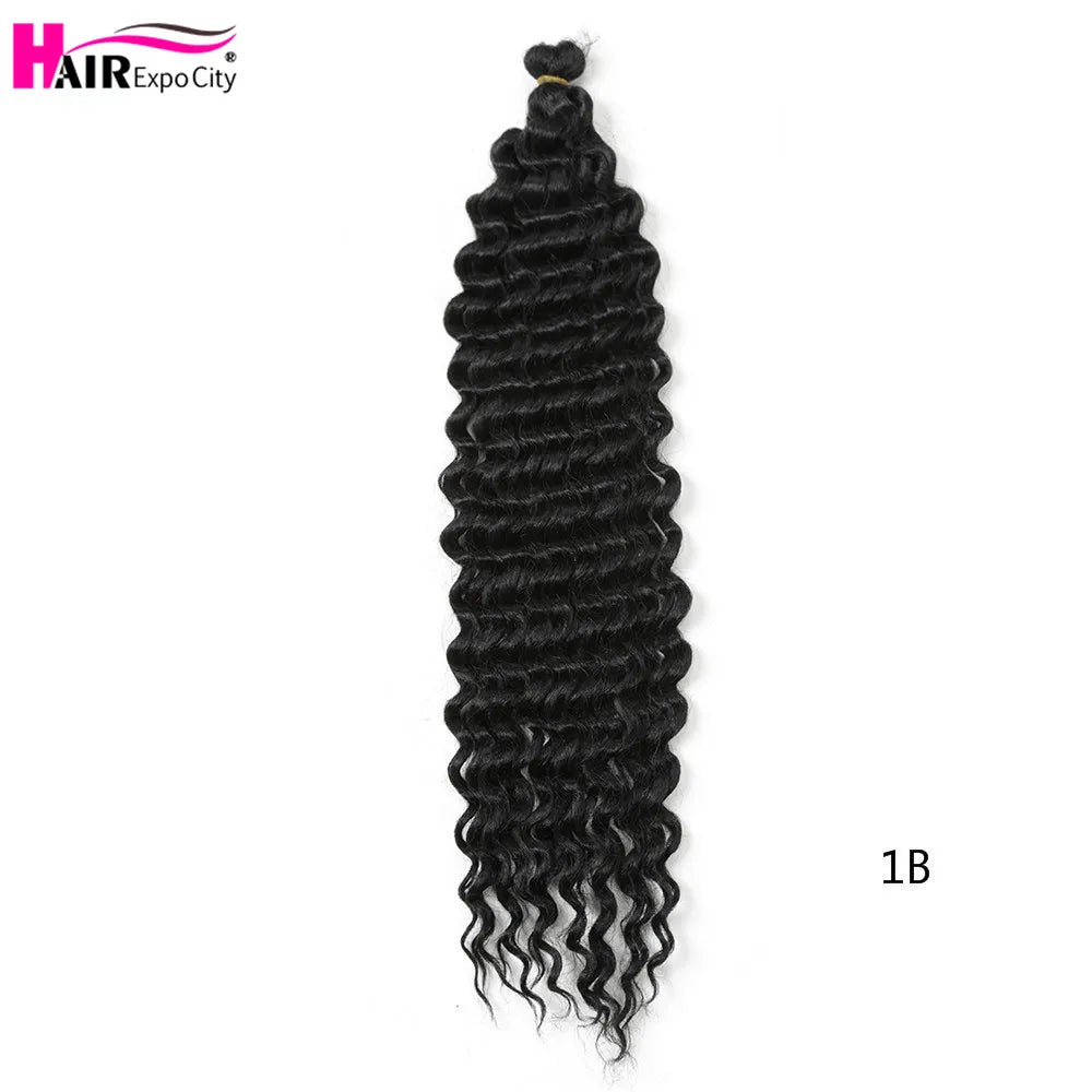 22-28 Inch Deep Wave Twist Crochet Hair Natural Synthetic Braid Hair Afro Curls Ombre Braiding Hair Extensions Hair Expo City