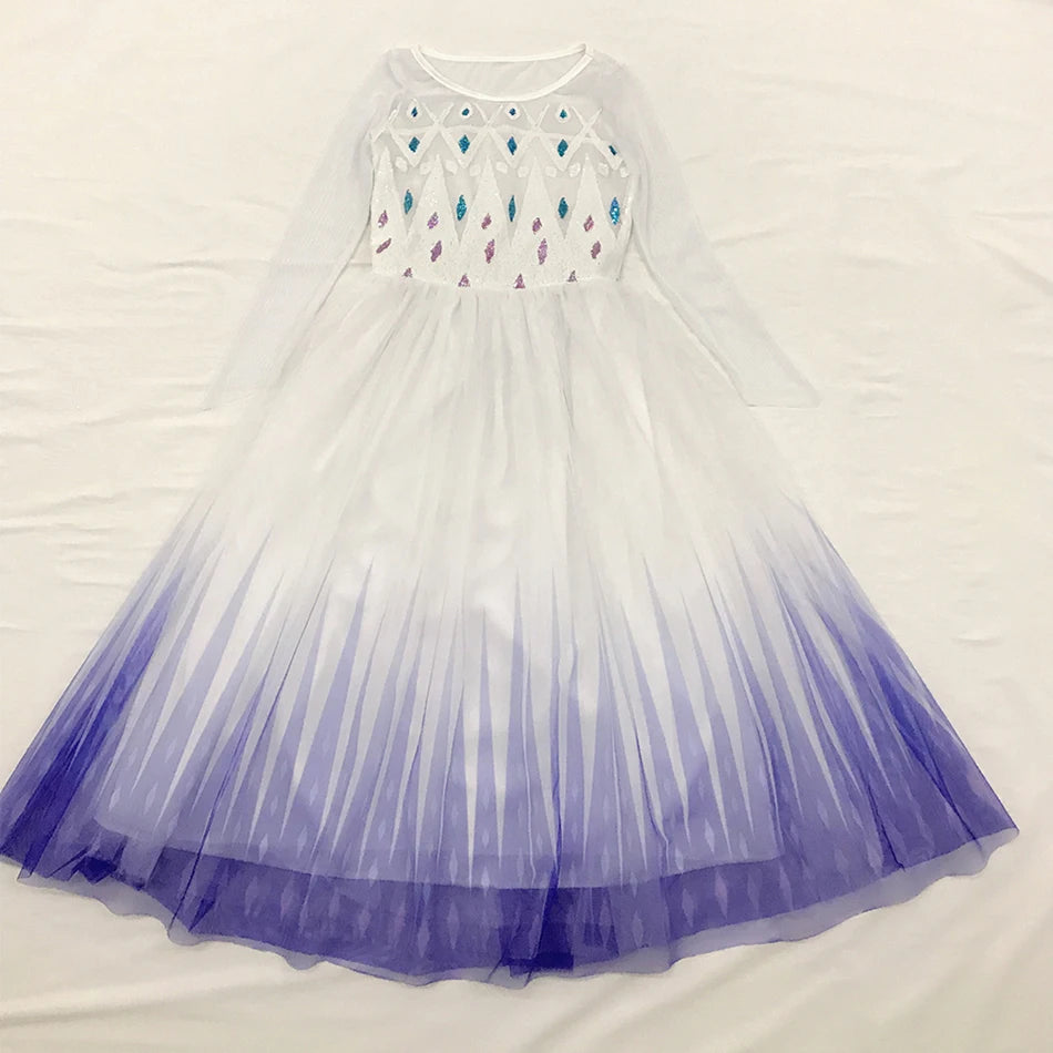 Elsa Anna 2 Dress Girls Princess Carnival Party Halloween Cosplay Costume Snow Queen Vestido Children Clothing For 2-12 Years