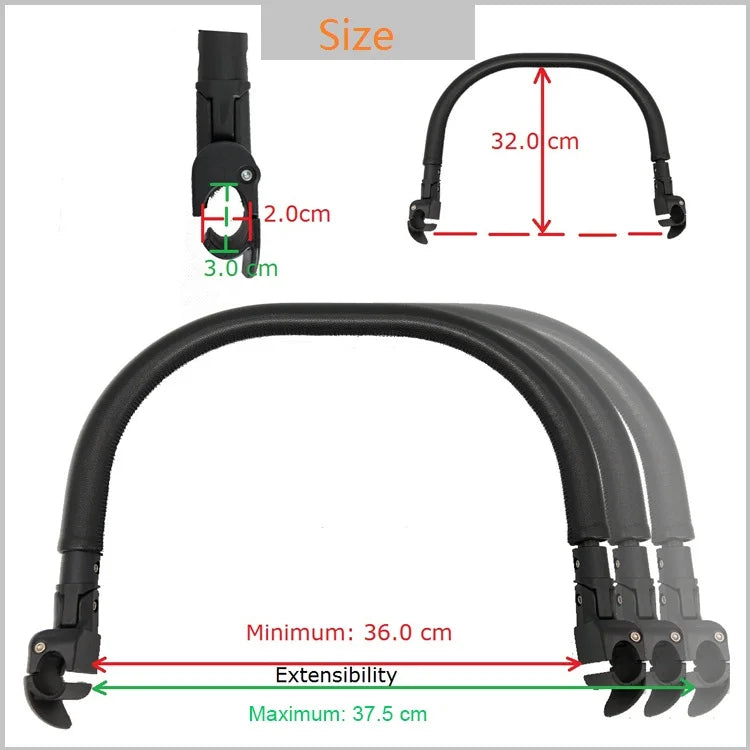 MomTan® Baby Stroller Accessories Armrest PU Leather Bumper Bar Handrail Extend Footboard Compatible with Babyzen YOYO 2 YOYO 3