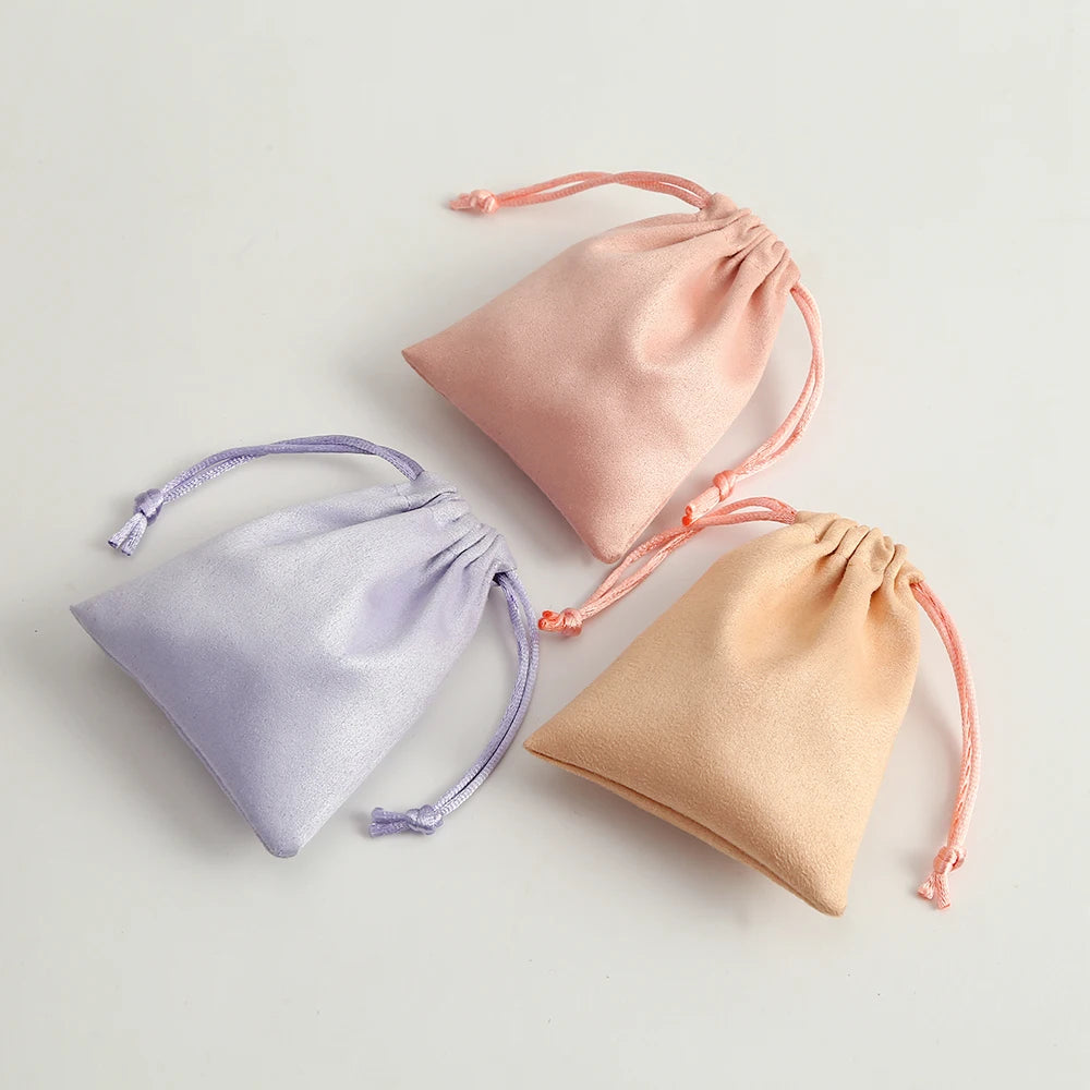 50pcs 7x9cm Light Blue Flannel Drawstring Packing Jewelry Packaging Display Luxury Velvet Suede Pouches Wedding Favors Gift Bags