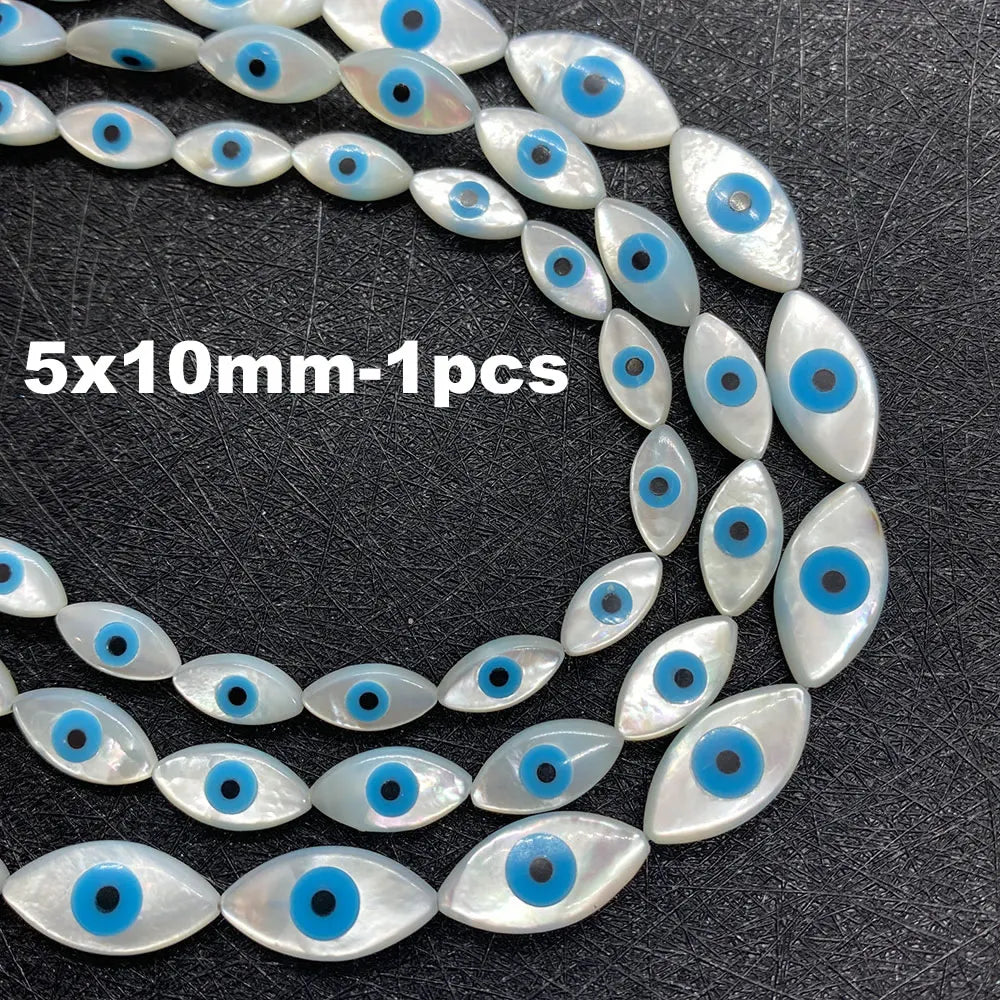 Natural Sea Shell Evil Eye Shell Beads Used for DIY Fashion Jewelry Making Necklace and Bracelet Accessories Size 5x10mm 6x12mm