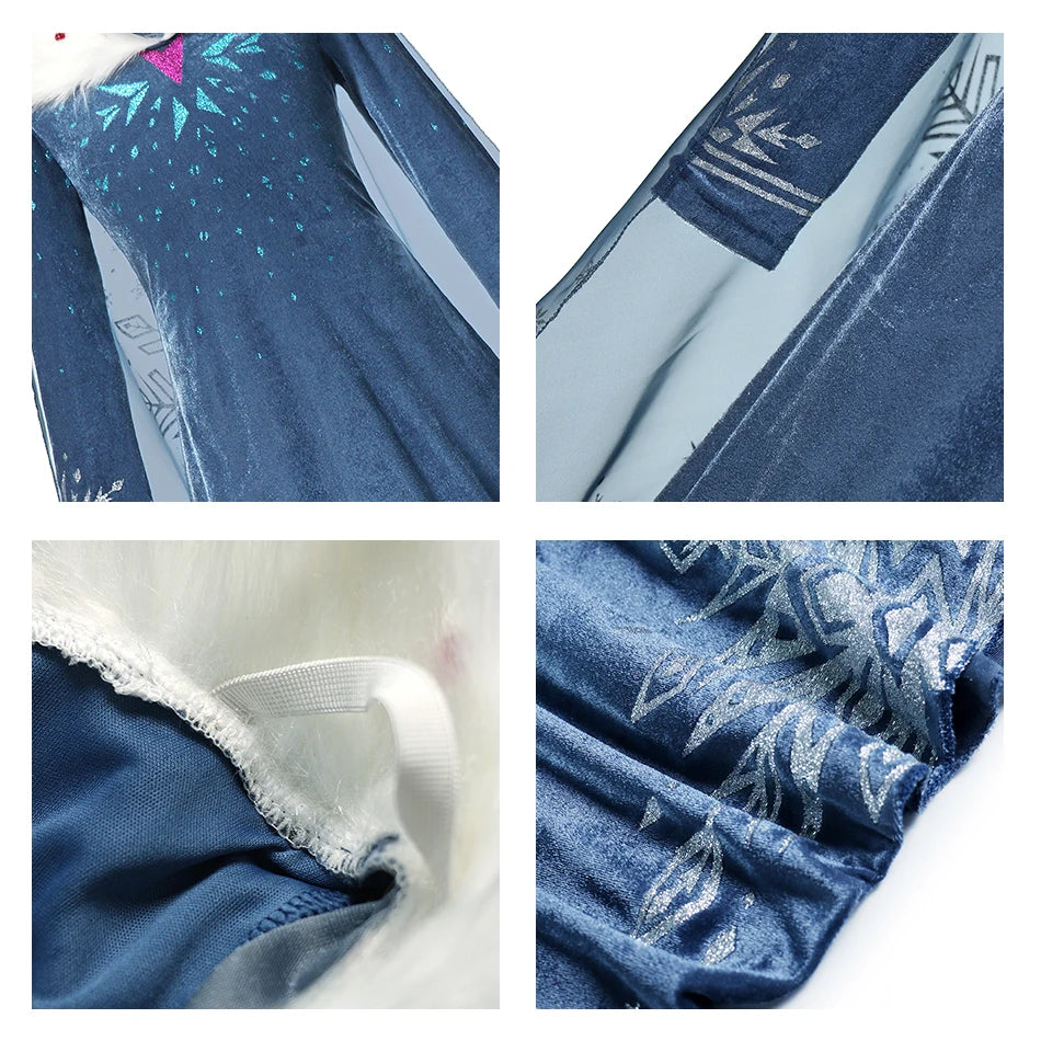 Elsa Anna 2 Dress Girls Princess Carnival Party Halloween Cosplay Costume Snow Queen Vestido Children Clothing For 2-12 Years