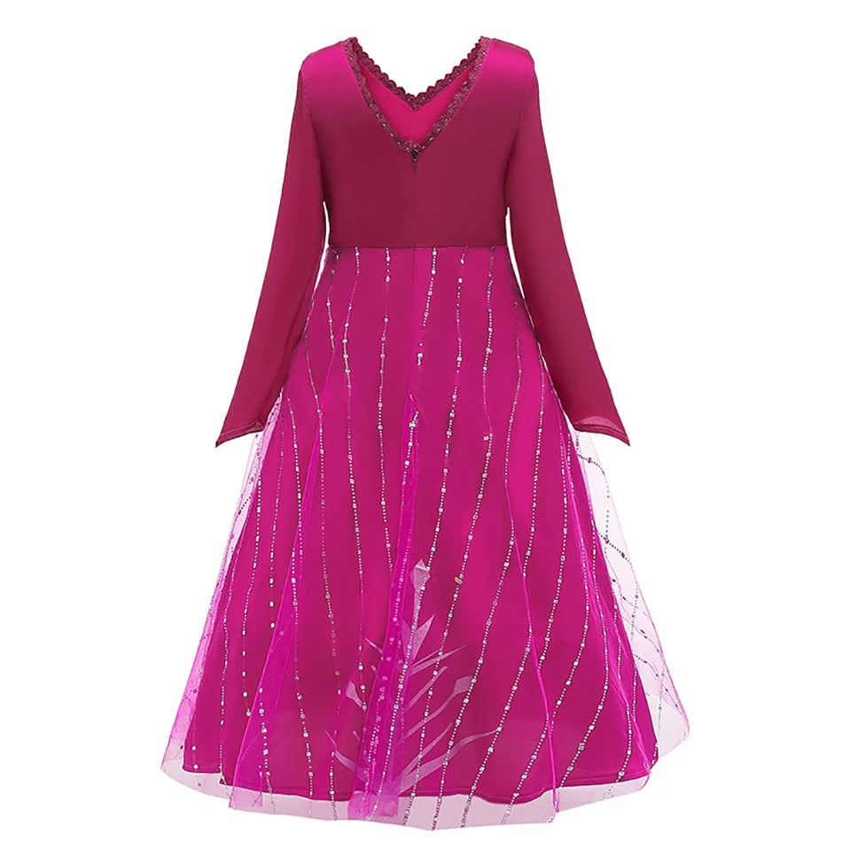 Elsa Anna 2 Dress Girls Princess Carnival Party Halloween Cosplay Costume Snow Queen Vestido Children Clothing For 2-12 Years