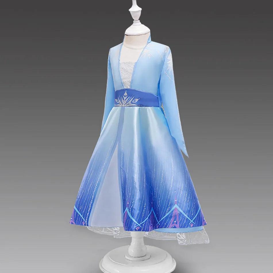 Elsa Anna 2 Dress Girls Princess Carnival Party Halloween Cosplay Costume Snow Queen Vestido Children Clothing For 2-12 Years