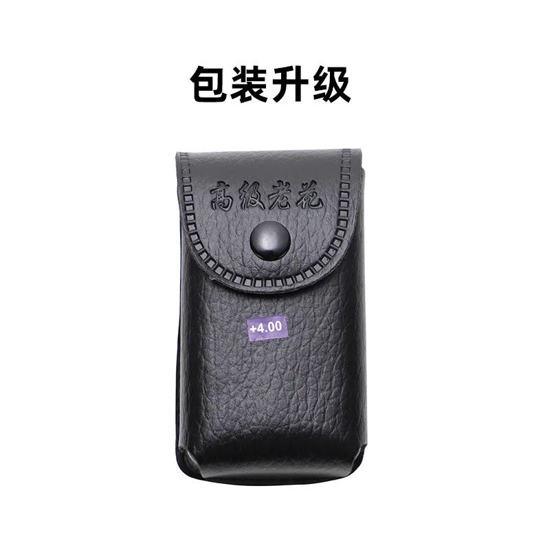 Smart zoom glasses folding diamond cut edge anti-blue reading glasses male frameless TR90 reading glasses portable box