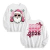 Retro Funky Pink Santa 2026 New Year Graphic Long Sleeve, US Warehouse, Customizable Design