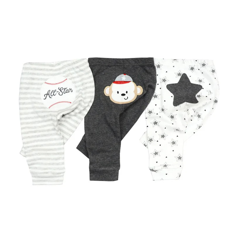 Newborn Solid 3/4PCS Baby Pants 100%Cotton Cartoon Soft Accessories Baby Boy Trousers Pants 0-24M Baby Girl Pants Four Seasons