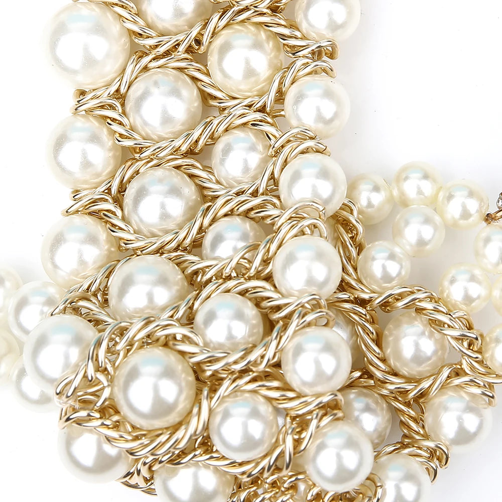 Sexy Pearl Body Chain For Women Necklaces Shawl Female Punk Style Beaded Collar Shoulder Sweater  Long Chain Bridal Body Jewelry