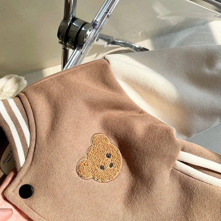 Toddler Infant Baby Boys Girls Clothes Cute Fleece Winter Warm Baby Jacket Casual Baseball Uniform Outerwear Kids Coat