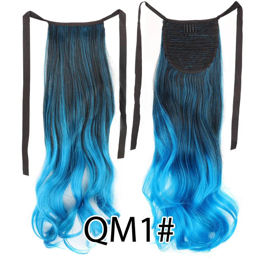 Synthetic Ponytail Long Straight Wrap Around Ponytail Hair Extension Heat-Reistant Fiber Pony Tail Fake Hairpieces For Women